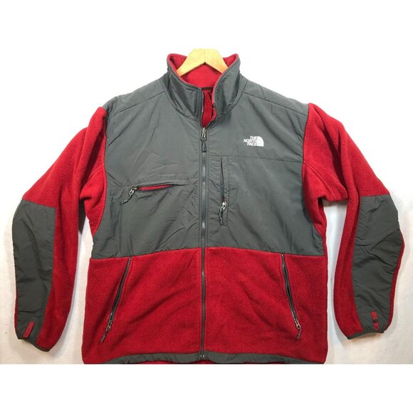 The North Face Denali Jacket Polartec Fleece Red Gray Full Zip Vtg Coat Mens XXL - Picture 1 of 12